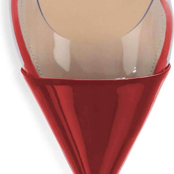 NIB YODEK Transparent Slingback Mid Kitten Heel Patent Leather Pumps Pointed Toe - Picture 4 of 9